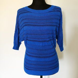 xs || express || BLUE MESH STITCH SWEATER